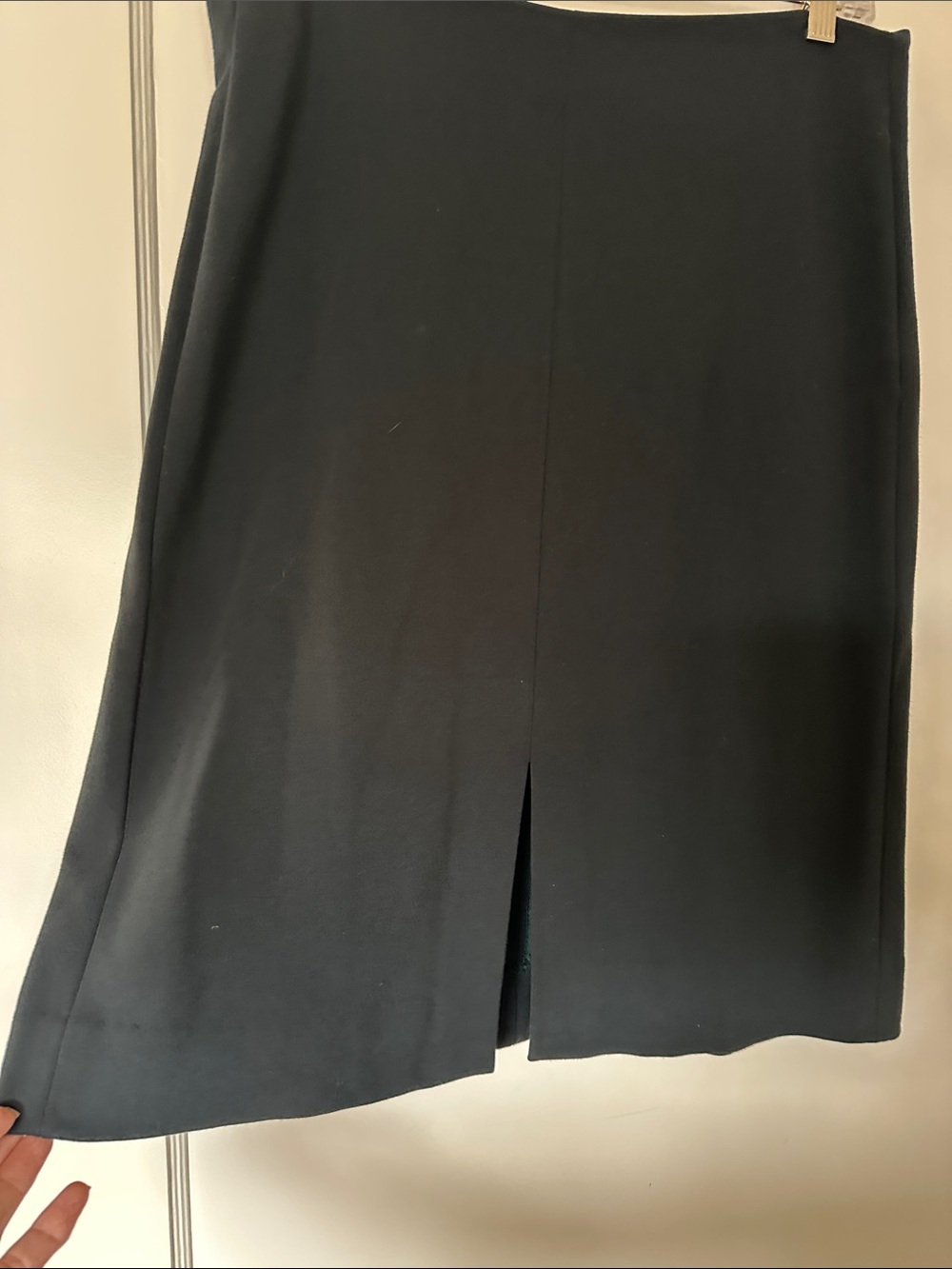 MM Lafleur Black Midi Pencil Skirt with Front Vent